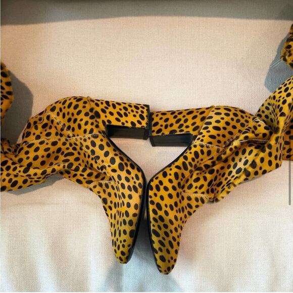 NWOT AGL Leopard Print Calf Skin Over The Knee Boots - Picture 6 of 11